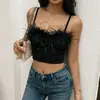 Top tubinho estilo fada com plumas de avestruz transfronteiriço da Amazon, usado como camada interna com um espartilho decotado nas costas sexy