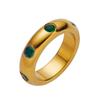 Seleções de Influenciadores Ins Europeus e Americanos Anel Curvo de Aço Inoxidável com Diamantes Zircônia Inlaid Esmeralda Retro Anel de Titânio