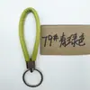 Cordón de cuero simple cuerda redonda PU llavero soporte para llaves de coche accesorio colgante para bolso anillo redondo colgante de regalo