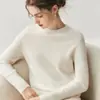 Suéter de Cashmere Feminino Gola Redonda Pulôver Outono e Inverno Novo Clássico Mais Fácil de Combinar Cor Sólida Suéter Base Estilo Casual Diário