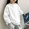 Camada base feminina com forro de fleece para outono e inverno, novo estilo 2026, gola redonda, moletom quente, blusa de manga longa raglan com blocos de cor para crianças mais velhas