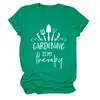 Jardinagem é minha terapia Amazon eBay site independente camiseta casual confortável feminina gola redonda manga curta