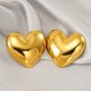 Pendientes de acero inoxidable de metal de comercio exterior europeo y americano de 18 quilates, pendientes de amor con corazón de titanio Joker de moda para mujer de alto sentido