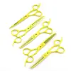 Tijeras de Peluquería Naipson Amarillas, Tijeras para Cortar el Cabello, Tijeras para Flequillo Recto, Dientes de Astas, Dientes de Espina de Pescado, Tijeras Dentadas Sin Marca