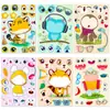 6 Hojas/Paquete Juguetes para Niños Creativo Hecho a Mano DIY Pegatinas de Dibujos Animados Pegatinas de Rompecabezas de Animales Pequeños Pegatinas para Niños