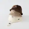 Chapéu de pescador para bebê de 2 anos, design fofo de cachorrinho bordado, chapéu bucket para bebês e crianças pequenas, estilo Maillard, chapéu de veludo para criança pequena, transfronteiriço