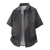 Camisa de Manga Corta Transpirable Estampado Digital de Lujo Ligero para Hombre Casual Holgada Superior Fina Solapa Talla Grande Camisa Moderna