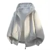 Sudadera cárdigan con capucha de color liso estilo coreano para hombre, nuevo modelo de otoño, corte holgado, adelgazante, casual, chaqueta versátil con cremallera