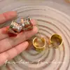 Pendientes de Aro Gruesos Plateados Brillantes Estilo Minimalista de Alta Gama Ins Otoño Invierno Pendientes de Botón Declaración Pendientes de Moda para Viajar Accesorios