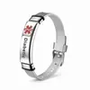Pulseira de Malha Gravável de Aço Inoxidável Novo Modelo Transfronteiriça Pulseira de Aço Inoxidável de Uso Duplo Alerta Médico/Cruz