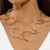 Joias Transfronteiriças Europeias e Americanas, Colar Geométrico de Corrente Grossa Curta Hip-Hop da Moda, Colar Exagerado de Metal