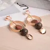 Clip de oreja de piedra elegante popular retro japonés y coreano sin perforar pendientes para mujer elegantes simples geométricos redondos clip de oreja al por mayor