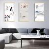 Pintura de rolo pendurada estilo chinês com montanhas altas e água corrente ano após ano, pintura decorativa de parede para sala de estar, corredor, varanda de casa moderna