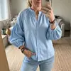 2026 Verano Nuevo Europeo y Americano Cuello Alto Cremallera Completa Manga Raglán Manga Abullonada Siete Mangas Holgado Casual Un Botón Ropa de Mujer