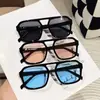 Nuevas Gafas de Sol Cuadradas de Marco Grande Estilo Europeo y Americano para Adelgazar con Doble Puente para Mujer, Gafas de Sol Retro Simples Hip-Hop para Hombre, Modernas y Geniales con un Toque de Alta Gama