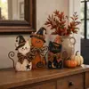 Decoración de Calabaza Fantasma Gato Negro de Madera para Halloween Habitación Escritorio Decoraciones Festivas Artesanías de Madera
