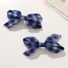 Estilo Preppy Coreano Dulce Tela de Cuadros Lazo DIY Pasador Blanco Accesorios para el Cabello Broche Accesorios de Decoración para Ropa