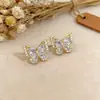 Aretes de Mariposa de Zirconia, Oro con Diamantes, Joyería de Lujo Ligero, Accesorios Versátiles de Alta Gama para el Uso Diario de la Mujer, Aretes Negros