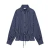 Roupas de comércio exterior para mulheres 2026 Estilo europeu e americano moderno casual solta de botões manga longa listrada para mulheres B490786