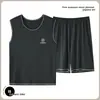 Pijama Masculino de Verão Tamanho Extra Grande 6XL, Conjunto Plus Size de Regata sem Manga e Shorts em Modal, Roupa de Dormir Pulôver com Gola Redonda
