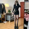 Vestido de Punto Negro para Mujer, Otoño e Invierno 2026 Estilo Coreano Ajustado con Cremallera, Vestido Corto Ajustado de Manga Larga Puro Deseo
