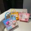 Cesta de Mão Colorida Tecida à Mão Lembrança de Casamento Cesta de Legumes Primavera Dopamina Passeio de Piquenique Praia Bolsa de Palha