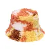 Chapéu de Bacia Quente Novo Transfronteiriço Lazer Europeu e Americano Cor Cabelo Cacheado de Ovelha Tingimento Tie-Dye Chapéu de Pescador Chapéu de Bacia Masculino e Feminino Inverno
