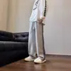Pantalones Deportivos de Chándal Simples de Tres Rayas de Moda para Hombre para Primavera y Otoño, Pantalones Rectos Holgados de Calle Americana, Pantalones Largos Casuales Relajados