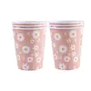 Tema Floral Margarida Rosa Girassol Prato de Jantar de Papel Descartável Toalha de Mesa Guardanapo Conjunto de Suprimentos para Festa de Aniversário
