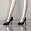 Tacones de Aguja Altos para Mujer 2025 Otoño e Invierno Nuevo Estilo Punta Fina Negra Hermosos Elegantes Franceses Ligeros y Sofisticados Zapatos de Gama Alta