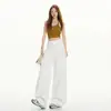 Shangya 7609 Nuevos Jeans Retro Americanos Diseño para Mujer Empalme Blanco Sueltos Pierna Ancha Rectos