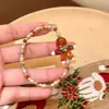 Natal! Pulseira de Cerâmica e Vidro Colorida de Árvore de Natal para Mulheres, Presente Único de Feriado, Pulseira de Natal, Novo Estilo