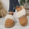 Botas de Nieve Gruesas Transfronterizas para Mujer con Punteras Cubiertas de Piel y Zapatillas de Algodón Engrosadas para Mujer con Terciopelo para Mantener el Calor en Interiores y Se Pueden Usar Afuera Zapatos de Algodón