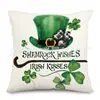 Funda de Cojín Estampada de Trébol de Cuatro Hojas para San. Funda de Cojín Decorativa de Lino para Sofá del Día de San Patricio