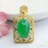 Pingente Quadrado de Ágata Vermelha Natural Guan Yu Colar Calcedônia Amarelo-Esverdeada Joias Vintage Atacado Dropshipping S3110513