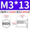 Yishenglong Pernos Remachables para Agujero Ciego de Acero Inoxidable Tuercas Remachables Placa de Presión Hexagonal Rosca Bsos-M3M4