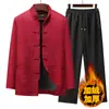 Vestido de Banquete de Año Nuevo de Terciopelo Engrosado Otoño e Invierno para Cumpleaños de Abuelo de Mediana Edad y Anciano Chaqueta de Papá Traje Tang Hombres
