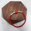 Pulsera Original de Cuentas Redondas de Ónix Rojo Simple para Mujer, Personalidad Versátil, de Alta Gama, Estilo Étnico Retro, Pulsera Clásica Creativa