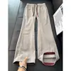 Calça casual patchwork color block da moda para homens, outono, leve, respirável, calça pantalona, design americano solto, calça reta