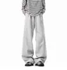 Calça de Moletom Estilo Americano Pesada Desconstruída em Formato de Cimitarra para Homens e Mulheres, Outono e Inverno, Esportiva Casual Juvenil, Calça de Perna Larga Versátil, Calça de Perna Reta