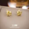Brincos Pequenos de Pino Lava Geométrica Prata, Brincos de Textura Irregular Europeus e Americanos, Brincos de Ouro Minimalistas Versáteis de Alta Qualidade
