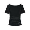 Top de Verano Blanco Ajustado Estilo Pure Spice Girl, Cuello Cuadrado, Tejido de Malla, Cintura Fruncida, Manga Corta, Versátil