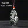 Jade Hetian de Xinjiang Zafiro Verde Torre Primera Calidad Material Fino Cuatro Brazos Guanyin Colgante de Paisaje para Hombres y Mujeres Colgante de Jade