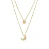 Collar Apilable de Doble Capa con Estrella y Luna de Diamantes Brillantes Estilo Coreano para Mujer Cadena para Clavícula de Diseño Nicho Tendencia Celebridad de Internet Estilo Minimalista