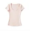 Camiseta de Manga Curta com Gola Redonda, Estilo Verão 2026, para Mulheres, Estilo Americano Hot Girl, Cor Sólida, Corte Justo, Top Básico Emagrecedor