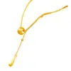 Collar de Cadena Clavicular Pu Zoman Estilo Similar Shajin Cepillado Anillo para Correr Gota de Agua Lágrimas de Dios Luo Chapado en Oro Combinable para Mujer
