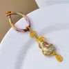Joyas de Brocado Tejidas a Mano de la Dinastía Song, Llavero de Calabaza, Borla, Colgante de la Fortuna, Lanyard para Llaves de Coche, Accesorio Portátil para Hombres y Mujeres