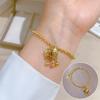 [aço titânio corpo inteiro] forno ouro real zircônia hip hop pulseira dourada moda temperamento coreano simples luxo nicho