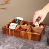 Caja de Almacenamiento de Madera con Múltiples Compartimentos para Habitación de Hotel B&B Cafetería Portapaquetes de Azúcar para Té Caja de Snacks para Sala de Estar del Hogar