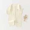 Enterizo de verano delgado de manga larga para recién nacidos, niños y niñas, mameluco de bebé transpirable sin costuras, ropa de dormir de verano